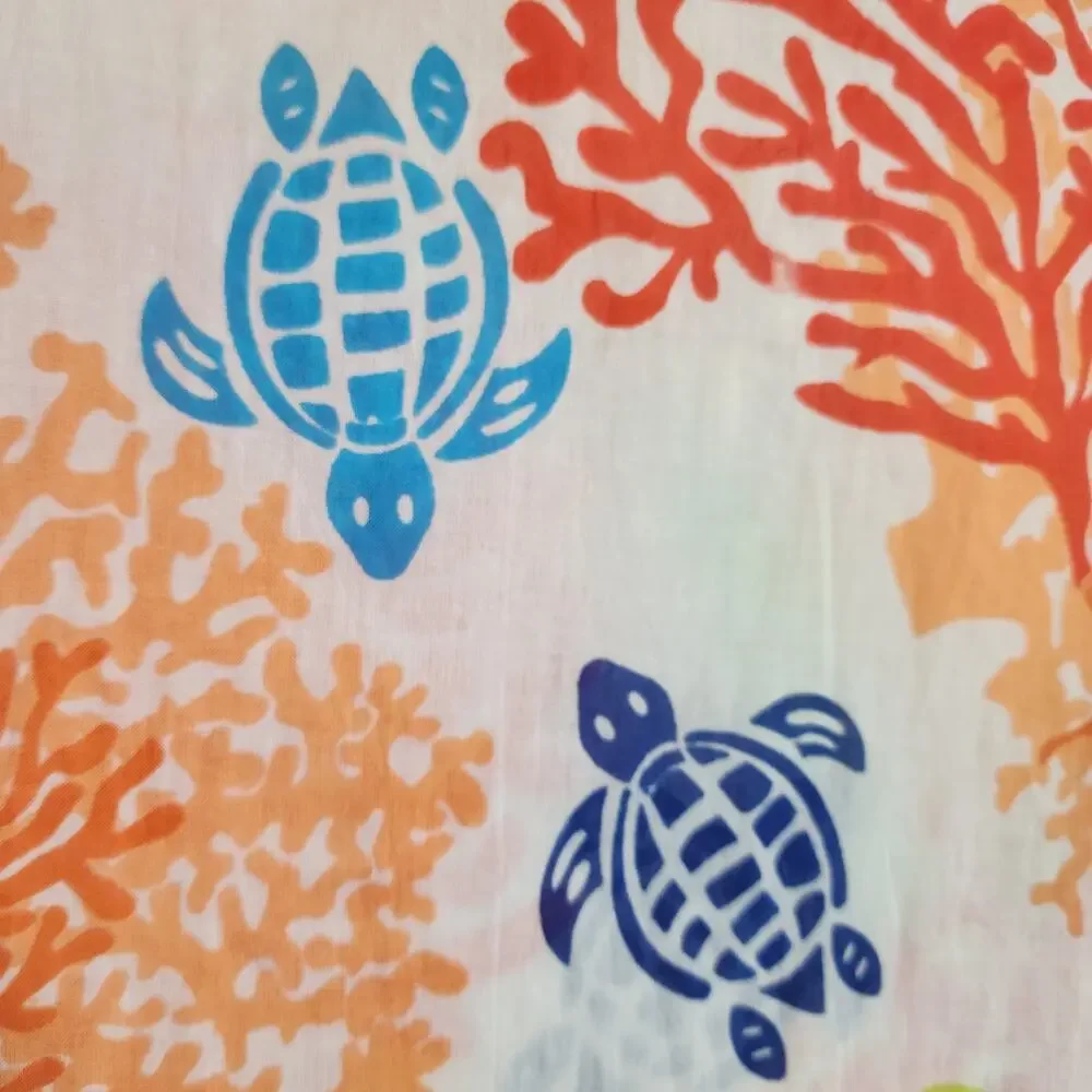 Peppermint bay colorful sea turtle coral print 3/4 sleeve swim coverup woman's S